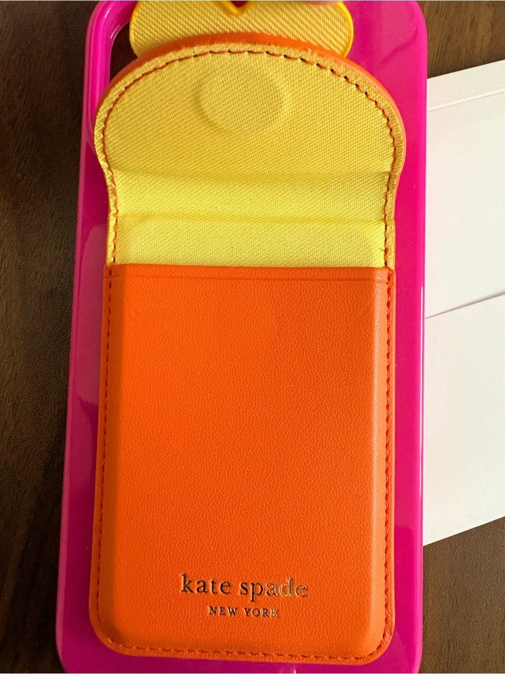 kate spade Pink Phone Case with Orange Card Pocket for iPhone 16 Plus